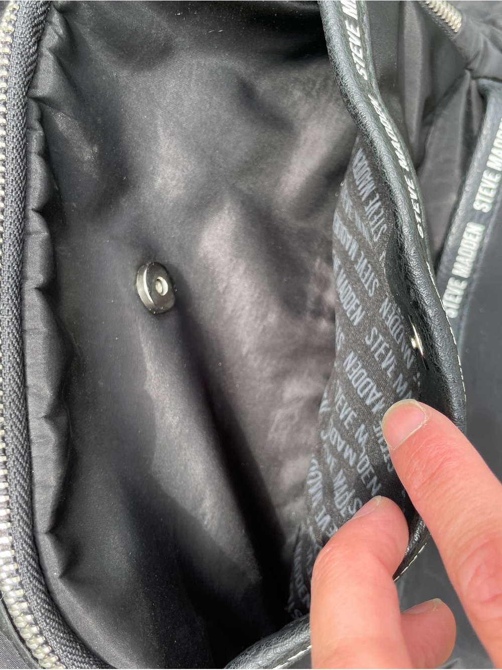 Steve Madden Athleisure Black Nylon Mini Backpack Silver Hardware - Picture 4 of 8
